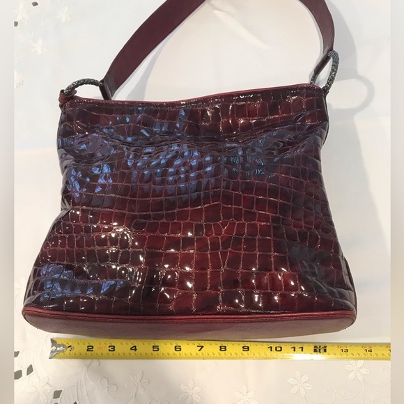Brighton Large Cherry crocodile textured patent leather handbag bag purse - Picture 5 of 16